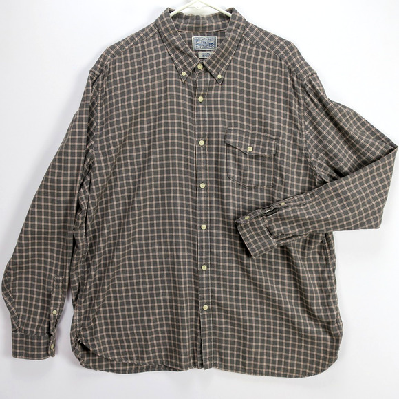 Lucky Brand Plaid Brushed Cotton Button Down Shirt Men’s XXL Gray Rust Workwear - Picture 1 of 14